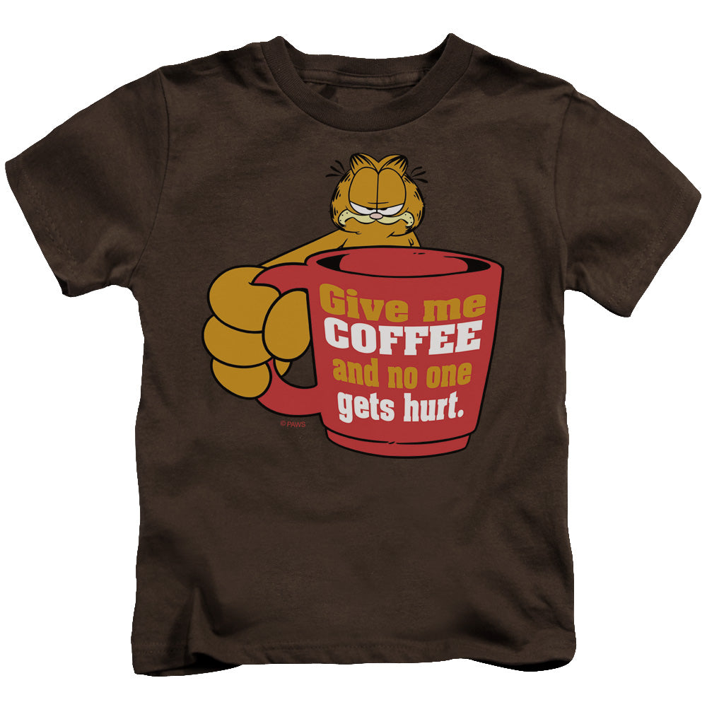 Garfield™ - Kids T-Shirt (Ages 4-7) - Give Me Coffee - Officially Licensed - Short Sleeve Juvenile Kids T Shirt - Size 4 5 6 7
