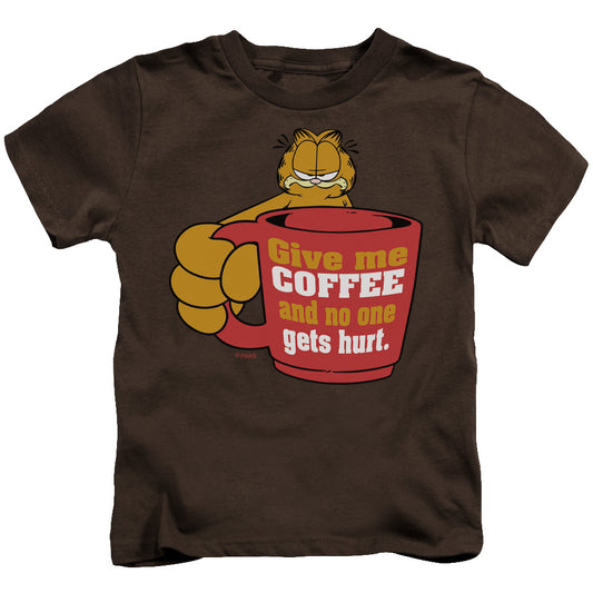 Garfield™ - Kids T-Shirt (Ages 4-7) - Give Me Coffee - Officially Licensed - Short Sleeve Juvenile Kids T Shirt - Size 4 5 6 7