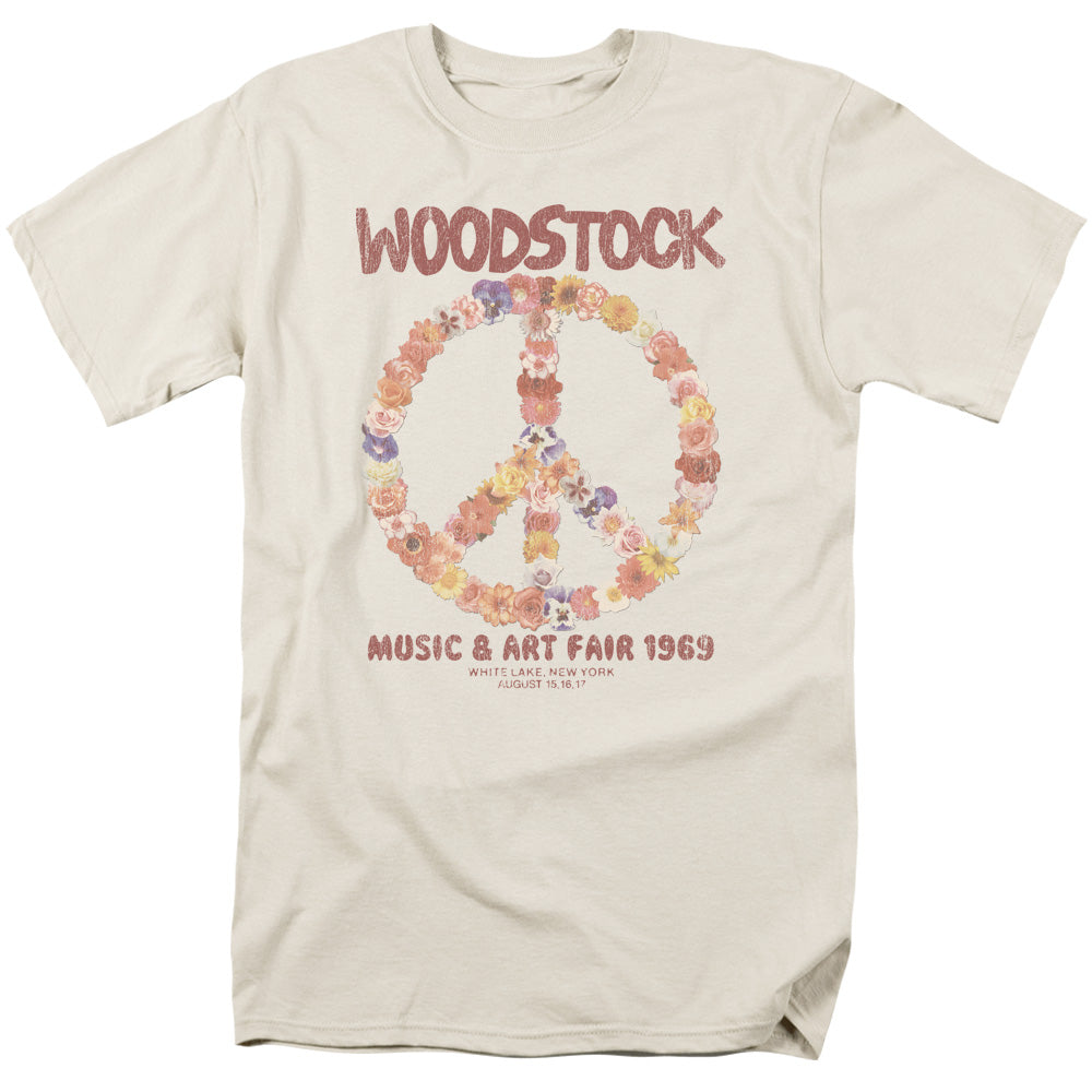 Woodstock™ Music Festival Shirt - Officially Licensed - 3 Days Of Music And Peace - Floral Peace - Adult Unisex Short Sleeve T-Shirt