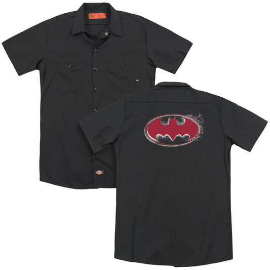 Batman - Hardcore Noir Bat Logo (Back Print) Adult Work Shirt - Forces Of Mankind