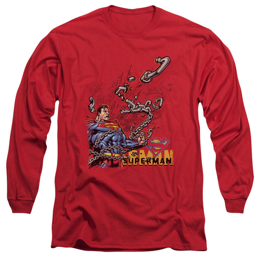 Superman - Breaking Chains - Unisex Adult Long Sleeve T-Shirt - Dc Comics, Vintage, Man Of Steel, Justice League, Super Hero, Men Women