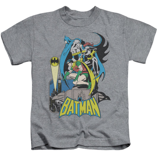 Heroic Trio - Juvenile Kids T-Shirt (Ages 4-7) - Juvenile T Shirt - Batman Batgirl Robin - DC Vintage - Officially Licensed - Size 4 5 6 7