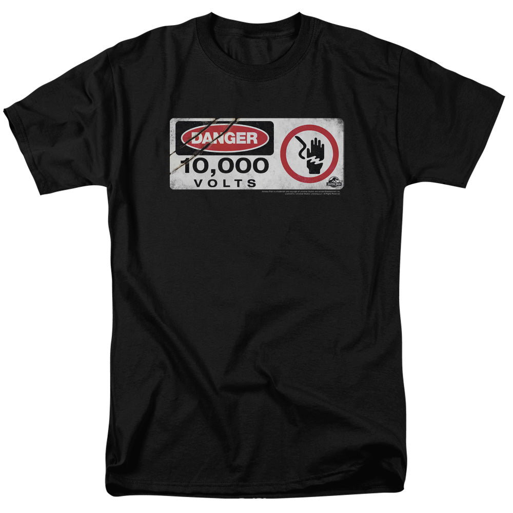 Jurassic Park™ Shirt Vintage - Officially Licensed - Electric Fence Sign - Adult Unisex Short Sleeve T-Shirt