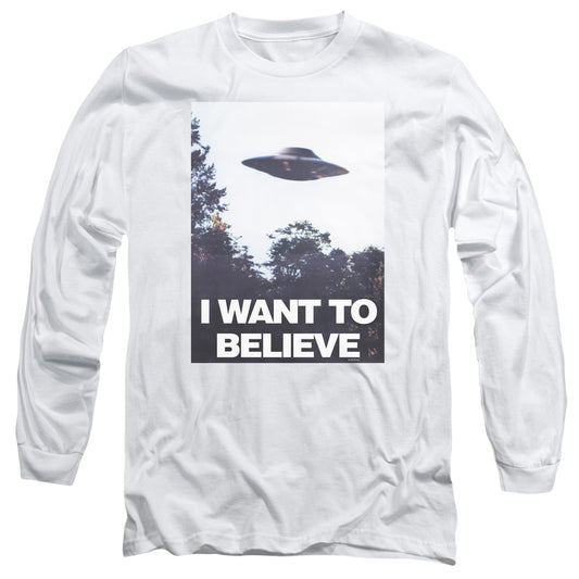 The X-Files - Believe Poster Long Sleeve Adult T-Shirt - Fox Mulder, Dana Scully, Xfiles Tshirt, Aliens, Tv Series, Truth Is Out There, Gift, Movie