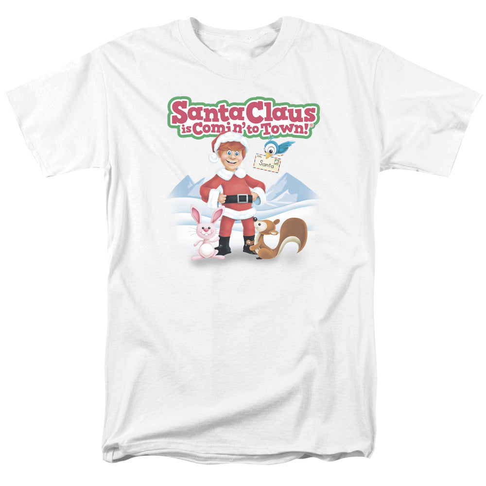 Santa Claus Is Comin To Town - Animal Friends - Adult Unisex Short Sleeve T-Shirt - Officially Licensed - S M L XL 2X 3X 4X 5X