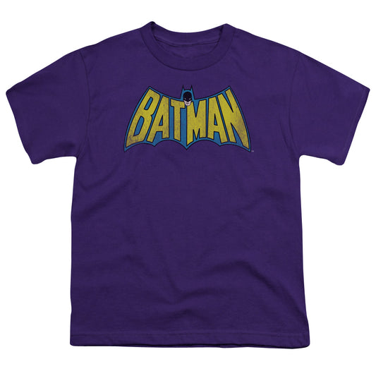 Batman - Youth Kids T-Shirt (Ages 7+) - Youth T Shirt - Classic Batman Logo Distressed  - DC Comics Vintage - Officially Licensed - S M L XL