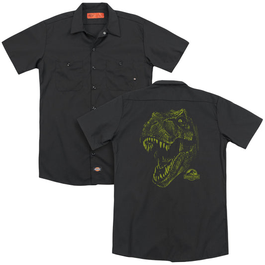 Jurassic Park - Rex Mount (Back Print) Adult Work Shirt - Forces Of Mankind