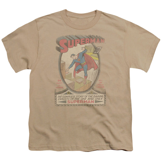 Superman - Youth Kids T-Shirt (Ages 7+) - Short Sleeve Youth T Shirt - 1 Distressed - Officially Licensed - S M L XL