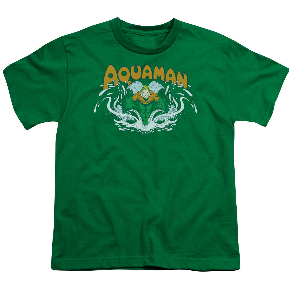 Aquaman - Youth Kids T-Shirt (Ages 7+) - Short Sleeve Youth T Shirt - Splash - DC Comics Vintage - Officially Licensed - S M L XL