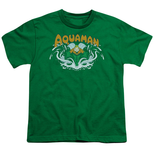 Aquaman - Youth Kids T-Shirt (Ages 7+) - Short Sleeve Youth T Shirt - Splash - DC Comics Vintage - Officially Licensed - S M L XL