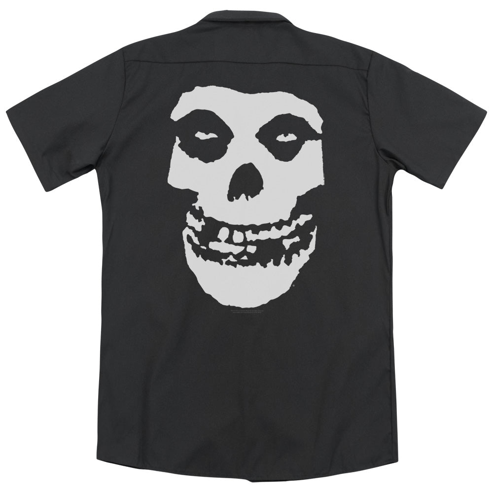 Misfits™ Button Shirt - Officially Licensed - Fiend Skull - Adult Short Sleeve Work Shirt - Button Up Down Shirt - Dickies Brand