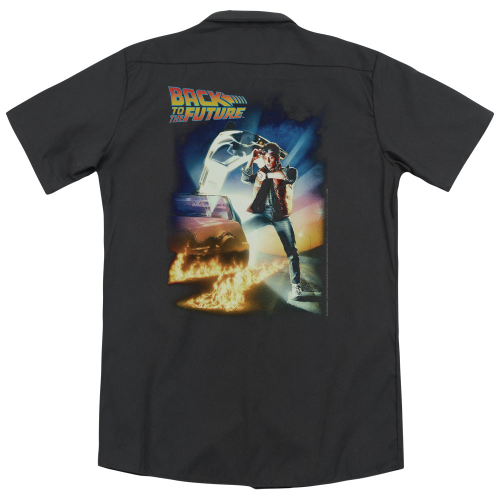 Back To The Future - Poster (Back Print) Adult Work Shirt - Forces Of Mankind