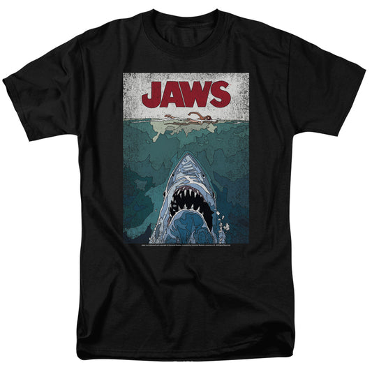 Jaws™ Movie Shirt - Officially Licensed - Adult Unisex, Men, Women Short Sleeve T-Shirt - Lined Poster