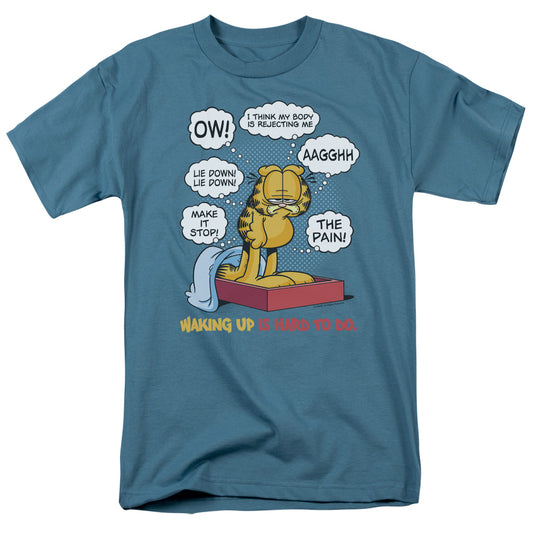 Garfield™ Shirt - Officially Licensed - Adult Unisex Short Sleeve T-Shirt - Waking Up Is Hard To Do
