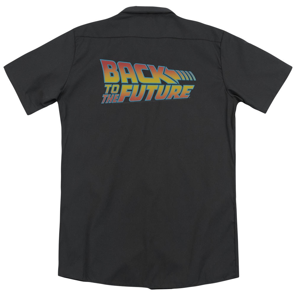 Back To The Future - Logo (Back Print) Adult Work Shirt - Forces Of Mankind