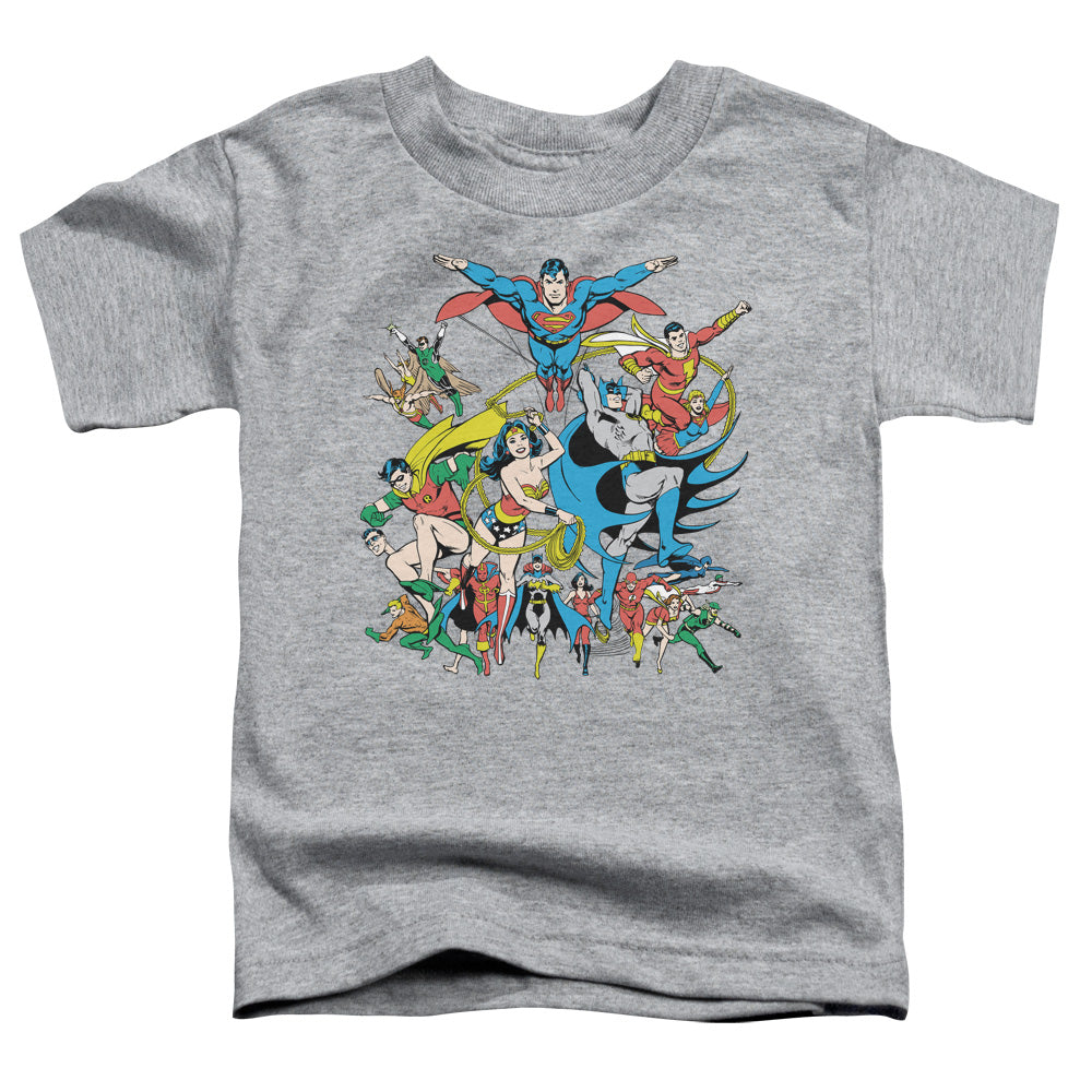 Justice League™ - Toddler Kids T-Shirt (Ages 2-4) - Short Sleeve Toddler Tee - Assemble - Vintage - Officially Licensed - 2T 3T 4T