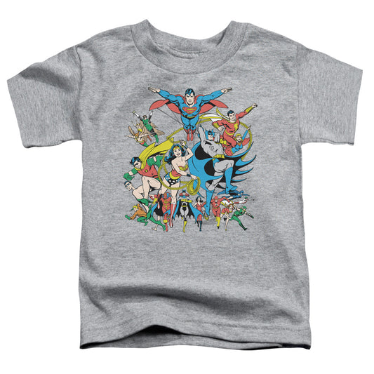 Justice League™ - Toddler Kids T-Shirt (Ages 2-4) - Short Sleeve Toddler Tee - Assemble - Vintage - Officially Licensed - 2T 3T 4T