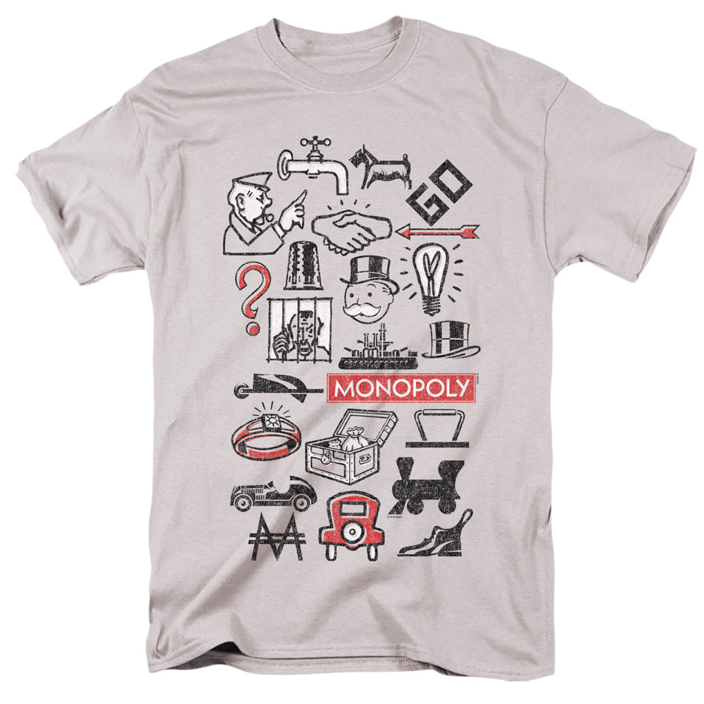 Monopoly™ Shirt - Officially Licensed - Monopoly Icons - Adult Unisex Short Sleeve T-Shirt