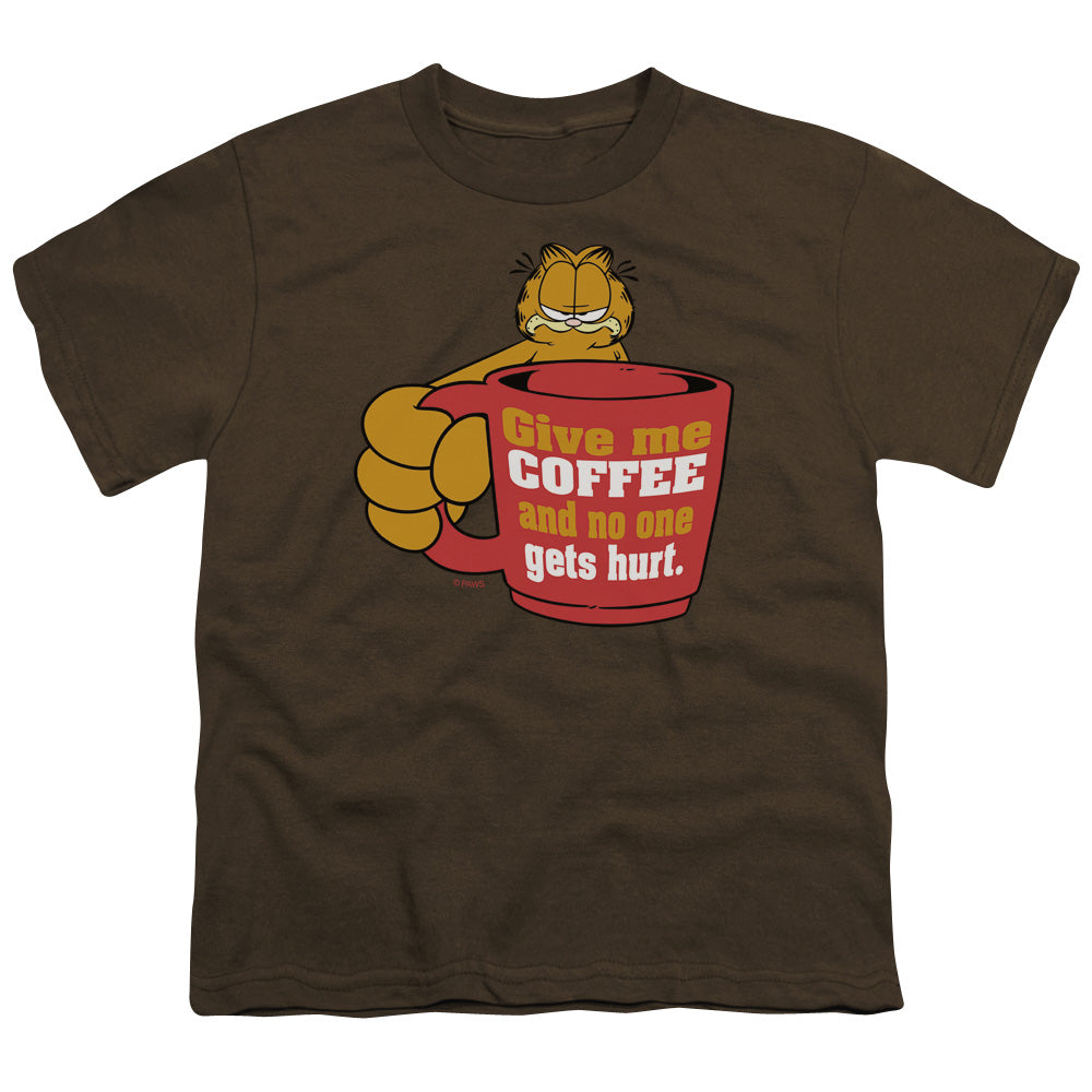 Garfield™ - Youth Kids T-Shirt (Ages 7+) - Short Sleeve Youth T Shirt - Give Me Coffee - Officially Licensed - S M L XL