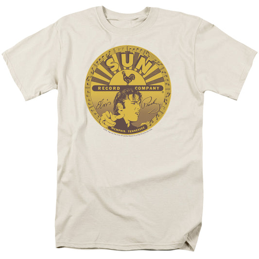 Elvis Presley™ Shirt - Officially Licensed - Adult Unisex Short Sleeve T-Shirt - Vintage Sun Record Company Label Biege