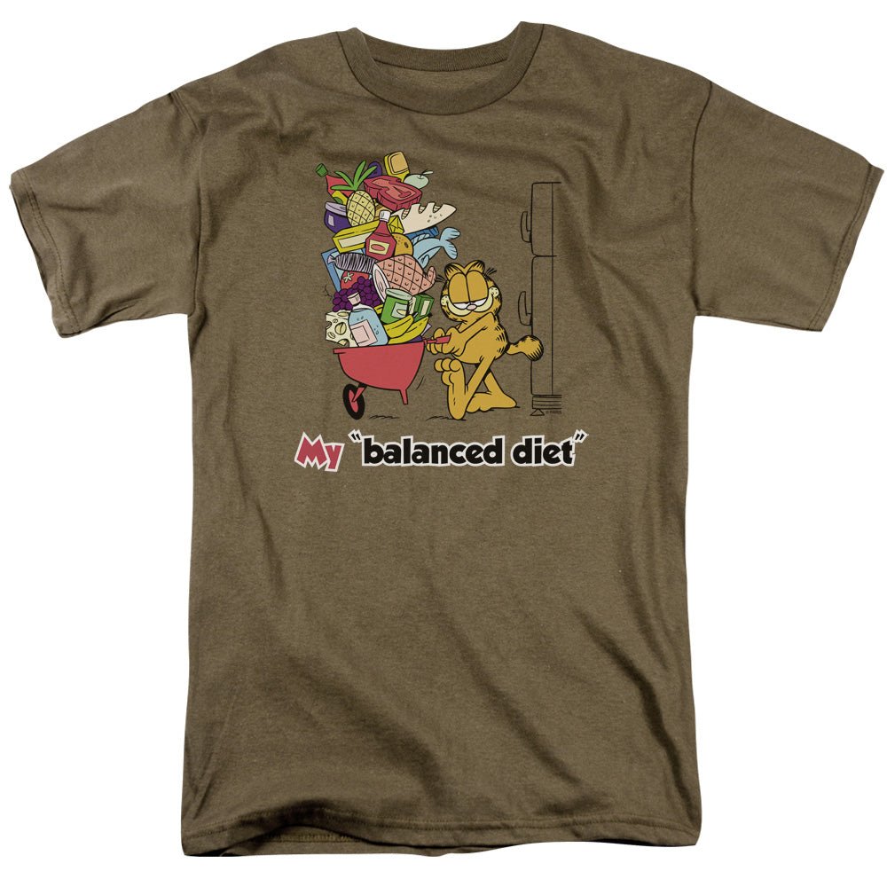 Garfield™ Shirt - Officially Licensed - Adult Unisex Short Sleeve T-Shirt - Balanced Diet