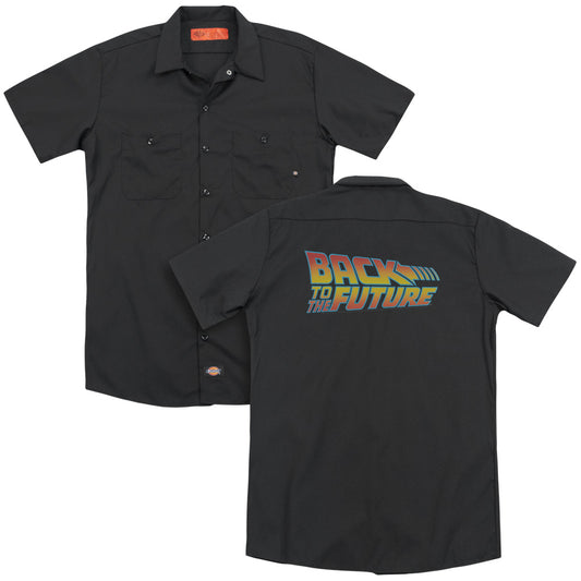 Back To The Future - Logo (Back Print) Adult Work Shirt - Forces Of Mankind
