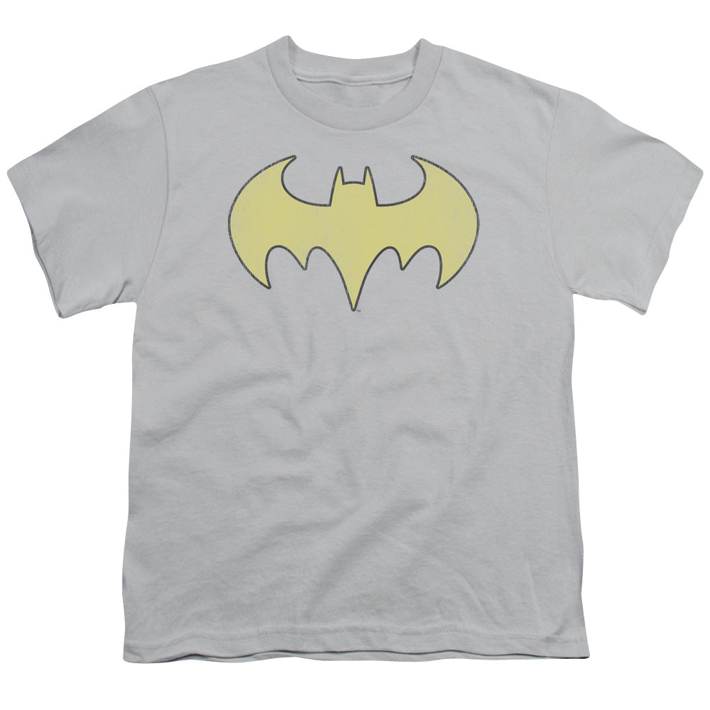 Batgirl - Youth Kids T-Shirt (Ages 7+) - Youth T Shirt - Logo Distressed Grey - DC Comics Vintage - Officially Licensed - S M L XL