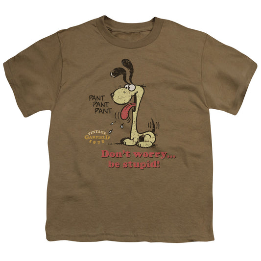Garfield™ - Youth Kids T-Shirt (Ages 7+) - Short Sleeve Youth T Shirt - Don't Worry Be Stupid - Officially Licensed - S M L XL