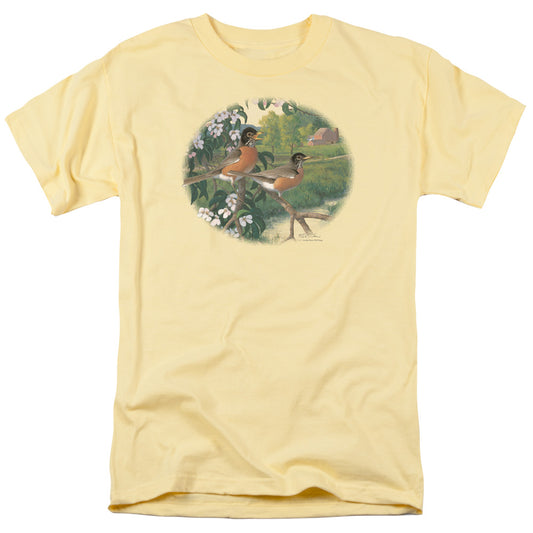 Wildlife - Apple Blossom Time Robins - Unisex Adult Short Sleeve T-Shirt