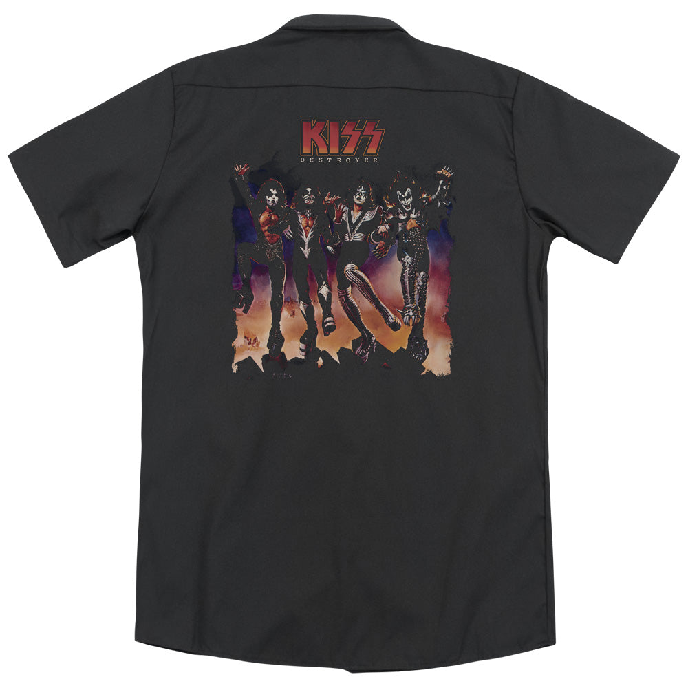 KISS™ Work Shirt - Officially Licensed - Destroyer Cover - Dickies Brand - Button Up Down Shirt - Officially Licensed