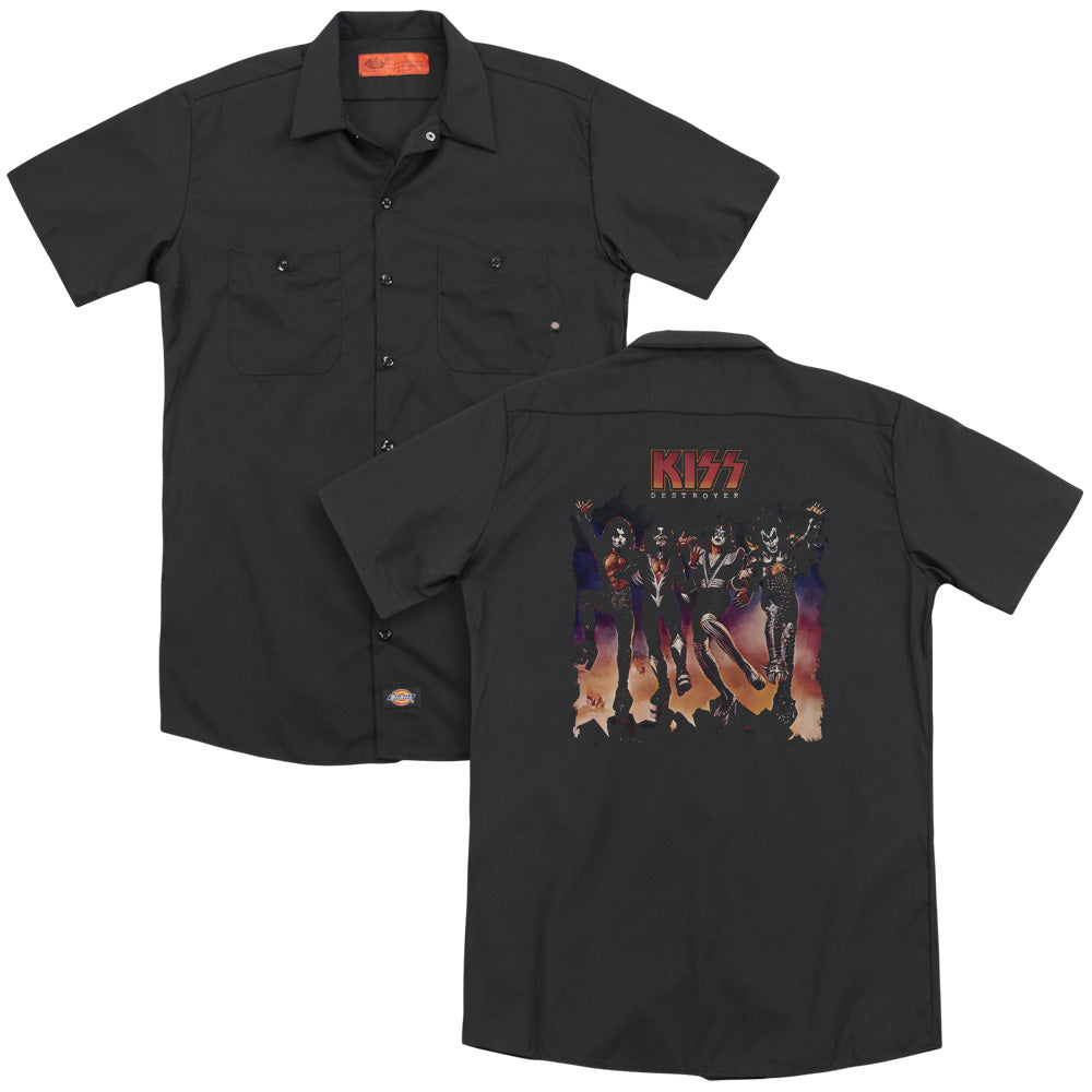 KISS™ Work Shirt - Officially Licensed - Destroyer Cover - Dickies Brand - Button Up Down Shirt - Officially Licensed
