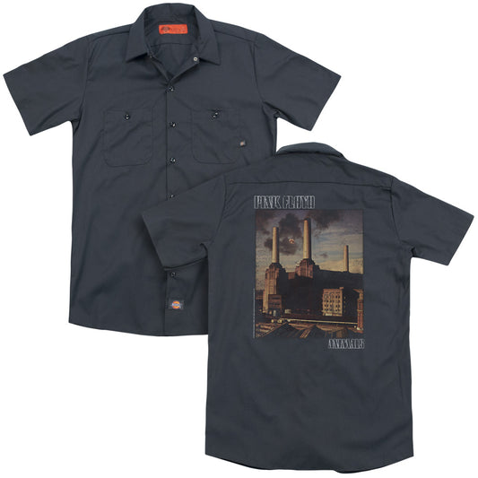 Pink Floyd™ Button Shirt - Officially Licensed - Faded Animals - Button Up Down Shirt - Adult Short Sleeve Work Shirt - Dickies Brand