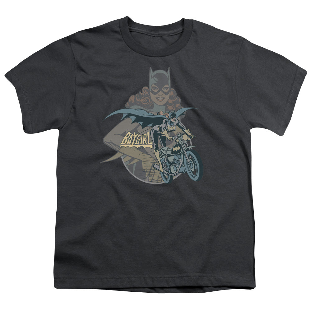 Batgirl - Youth Kids T-Shirt (Ages 7+) - Short Sleeve Youth T Shirt - Biker - DC Comics Vintage - Officially Licensed - S M L XL