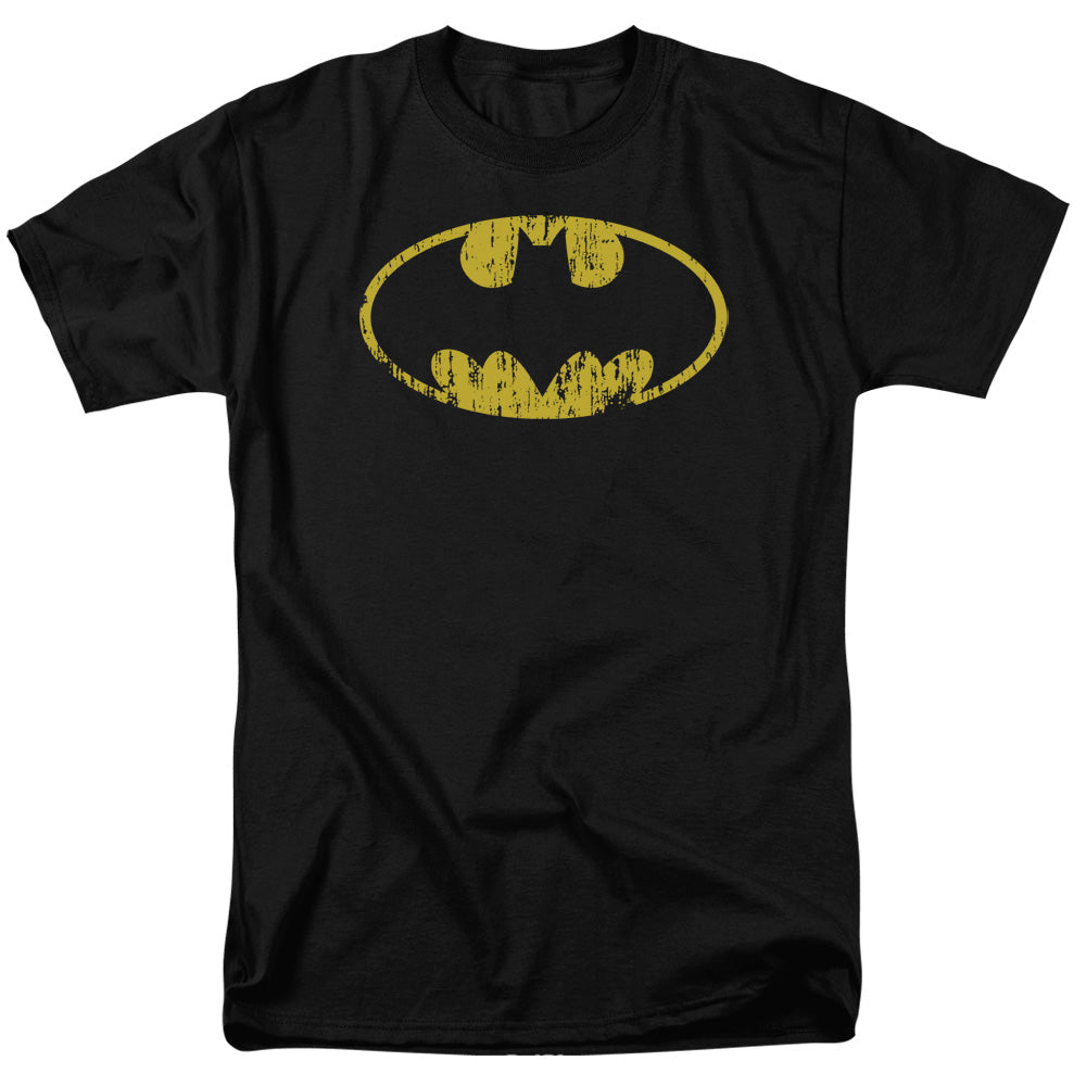Batman - Classic Logo Distressed Short Sleeve Unisex Adult T-Shirt, Batman, Gotham City, Batman And Robin, Superhero, Joker, DC Comics, Gifts - Forces Of Mankind