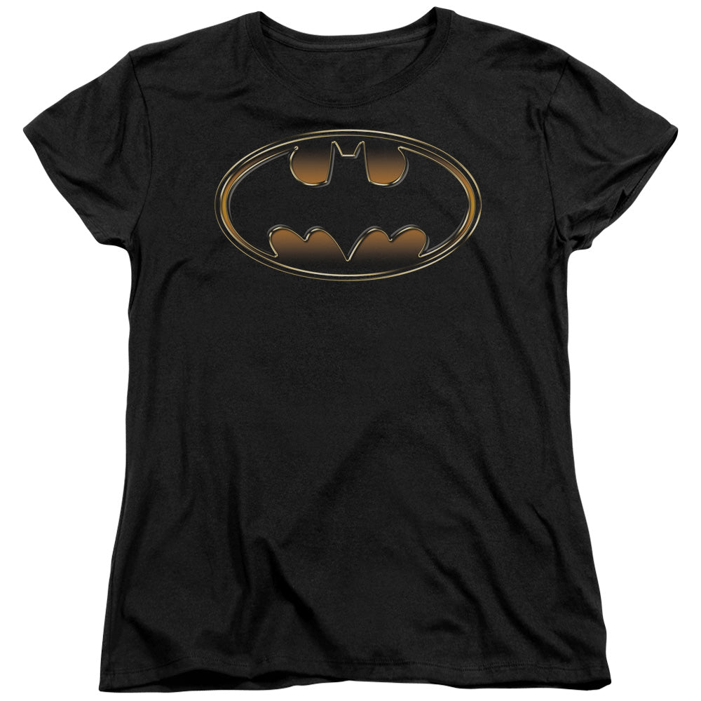 Batman - Black & Gold Embossed Short Sleeve Women's Tee - Forces Of Mankind