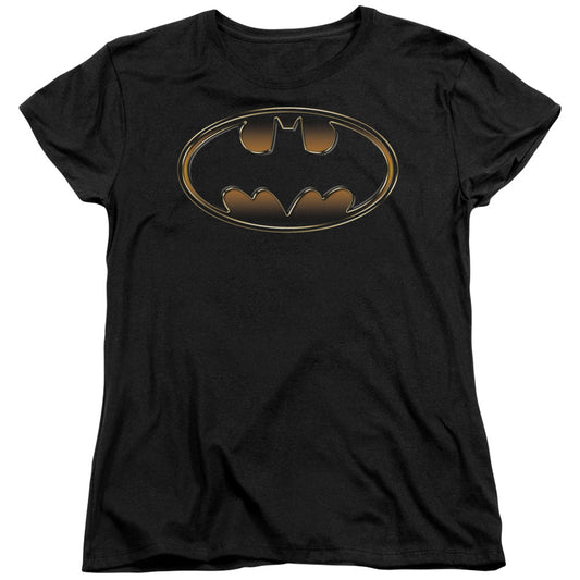 Batman - Black & Gold Embossed Short Sleeve Women's Tee - Forces Of Mankind
