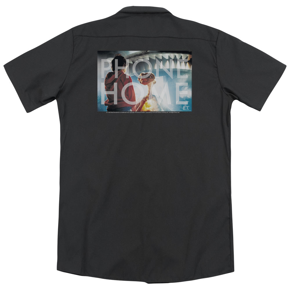 E.T.™ Movie Button Shirt - Officially Licensed - Knockout - Adult Short Sleeve Work Shirt - Dickies Brand