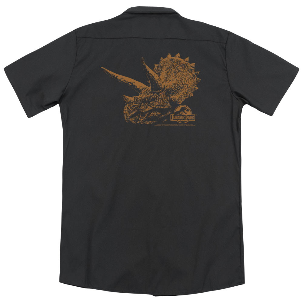 Jurassic Park - Tri Mount (Back Print) Adult Work Shirt - Forces Of Mankind