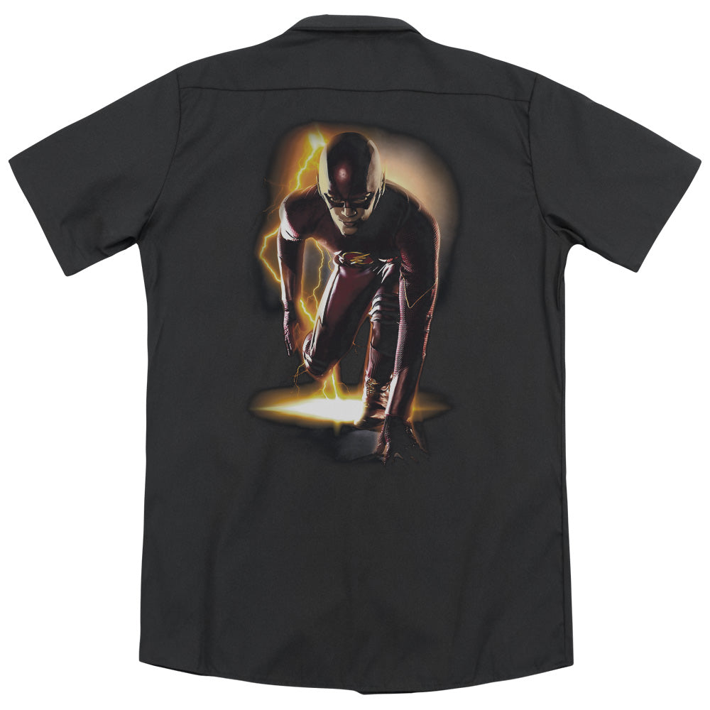 The Flash™ - Adult Unisex Work Shirt - Ready - Dickies Brand - Button Up Down Shirt - Officially Licensed - Lightning, Star Labs