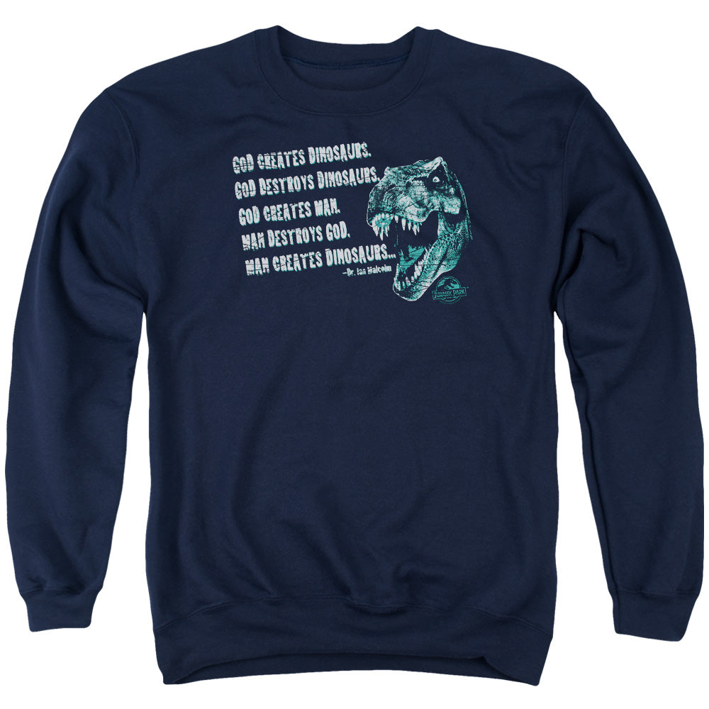 Jurassic Park - God Creates Dinosaurs Adult Crewneck Sweatshirt - Forces Of Mankind