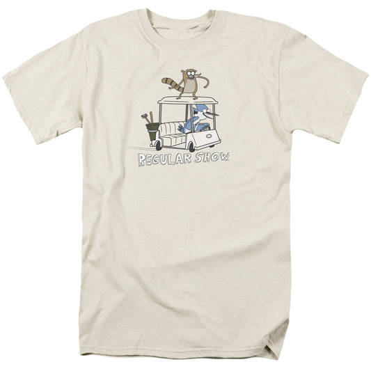 Regular Show™ Shirt - Officially Licensed - Adult Unisex Short Sleeve T-Shirt - Cartoon Network, Mordecai, Rigby - Golf Cart