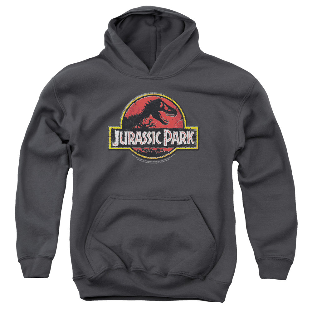 Jurassic Park - Stone Logo Youth Pull Over Hoodie - Forces Of Mankind