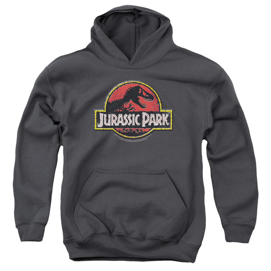 Jurassic Park - Stone Logo Youth Pull Over Hoodie - Forces Of Mankind