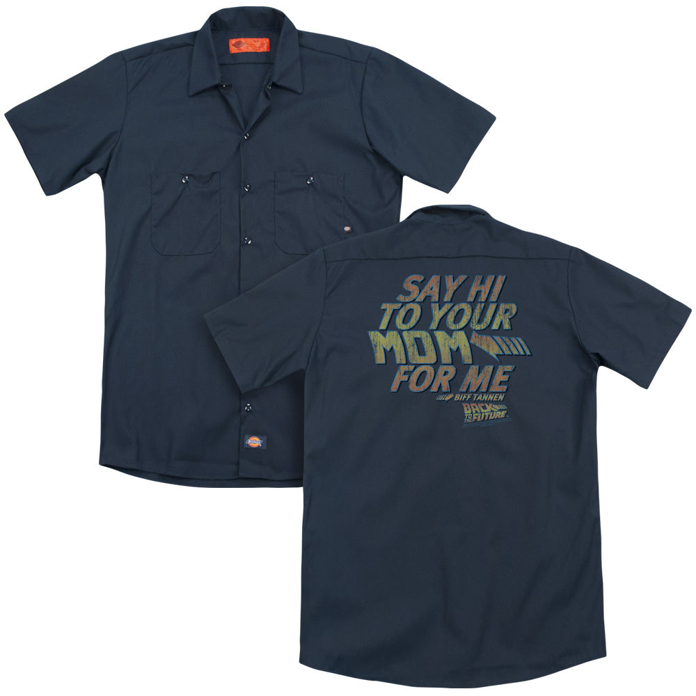 Back To The Future - Say Hi (Back Print) Adult Work Shirt - Forces Of Mankind