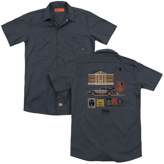 Back To The Future - Items (Back Print) Adult Work Shirt - Forces Of Mankind