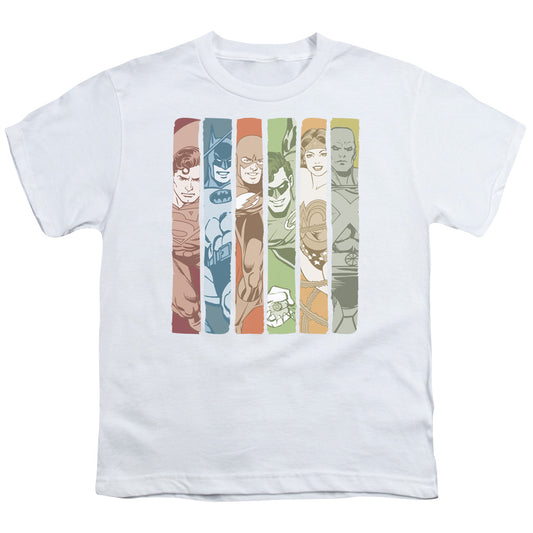 Justice League - Youth Kids T-Shirt (Ages 7+) - Short Sleeve Youth T Shirt - Columns - Officially Licensed - S M L XL