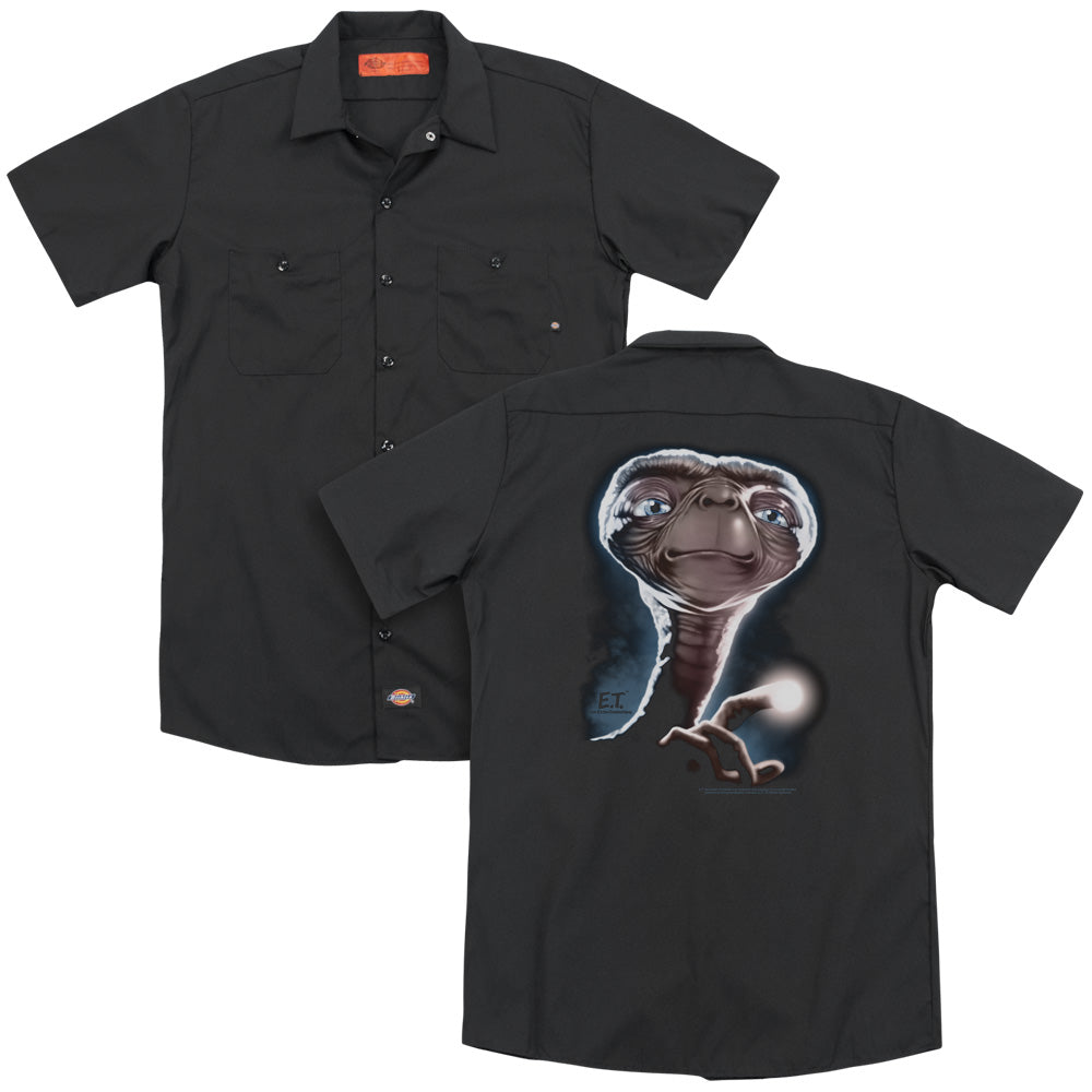 E.T.™ Movie Button Shirt - Officially Licensed - Portrait - Adult Short Sleeve Work Shirt - Dickies Brand