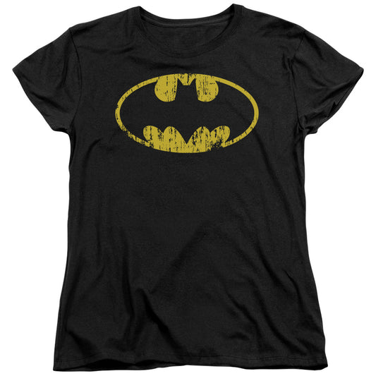 Batman - Classic Logo Distressed Short Sleeve Women's Tee - Forces Of Mankind