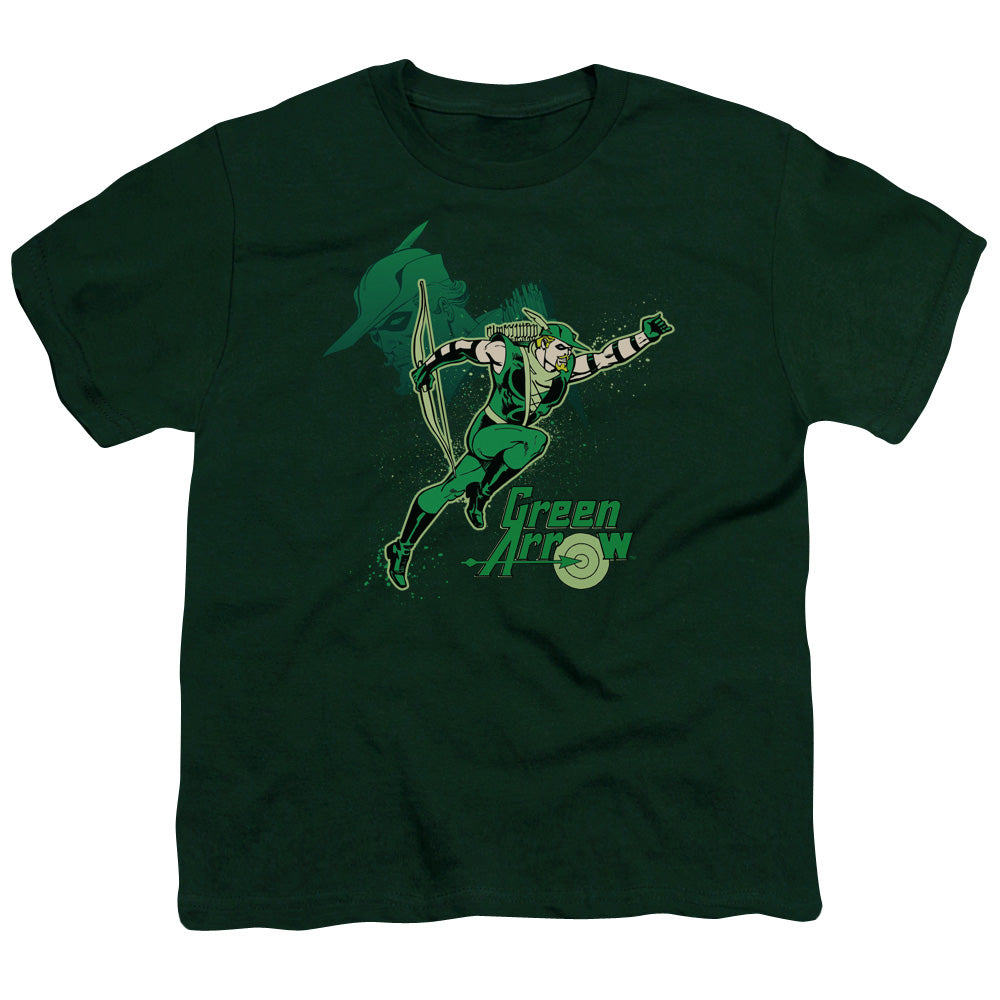 Green Arrow - Youth Kids T-Shirt (Ages 7+) - Short Sleeve Youth T Shirt - In Action - Officially Licensed - S M L XL