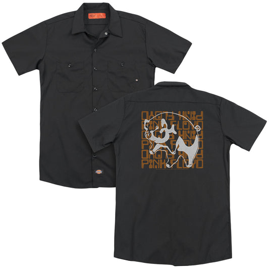 Pink Floyd™ Button Shirt - Officially Licensed - Pig - Button Up Down Shirt - Adult Short Sleeve Work Shirt - Dickies Brand